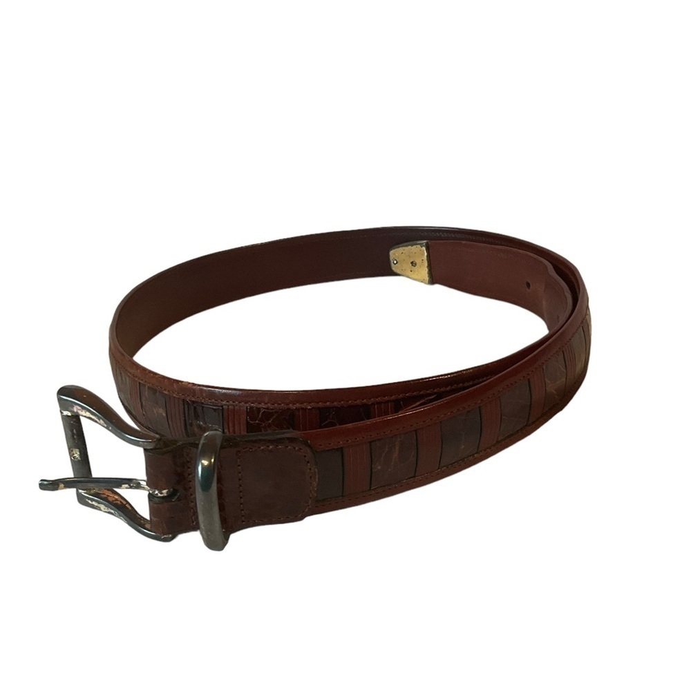 Cale Brown Crocodile Skin Belt Size 34